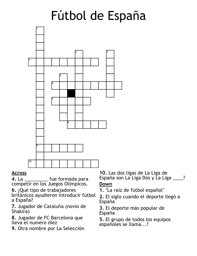 Fútbol de España Crossword