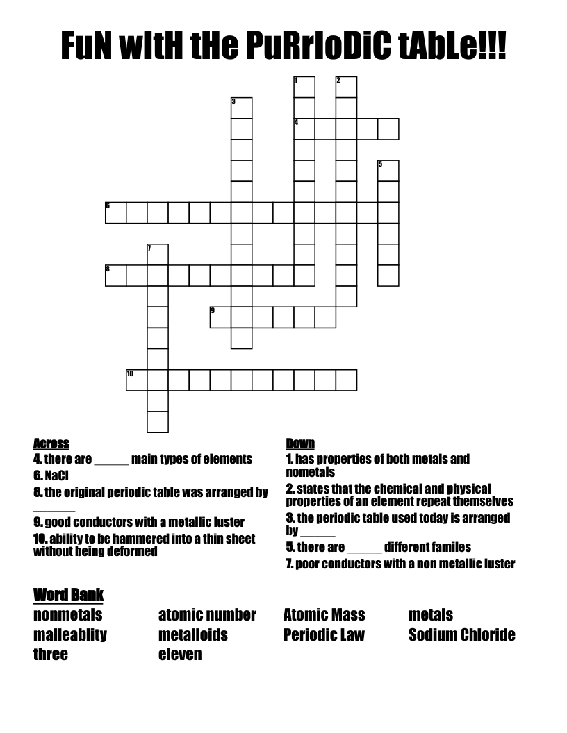 FuN wItH tHe PuRrIoDiC tAbLe!!! Crossword