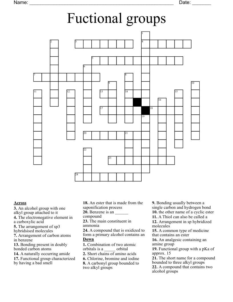 Fuctional groups Crossword
