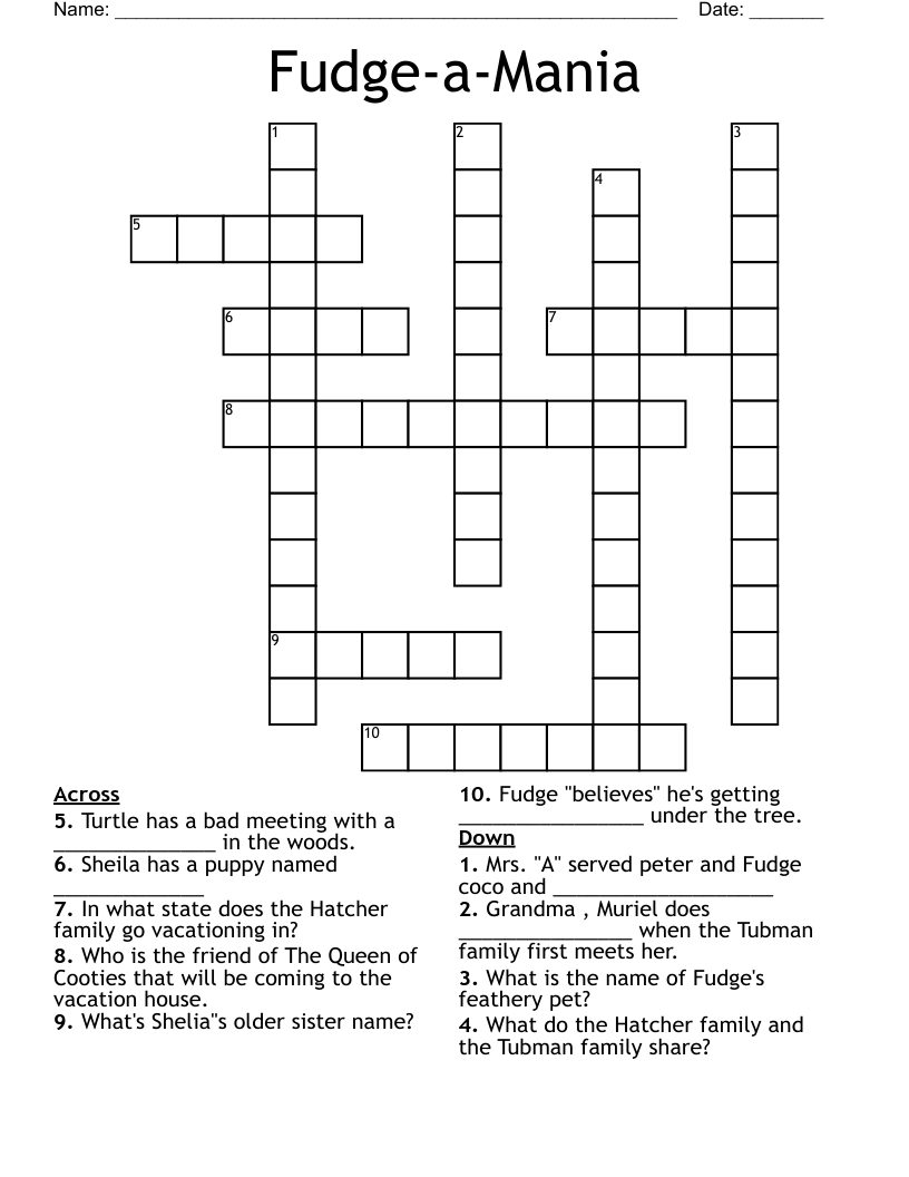 Fudge-a-Mania Crossword