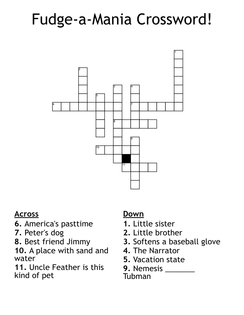 Fudge-a-Mania Crossword!