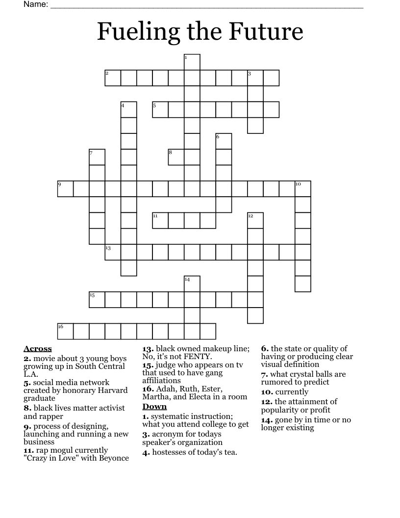 Fueling the Future Crossword