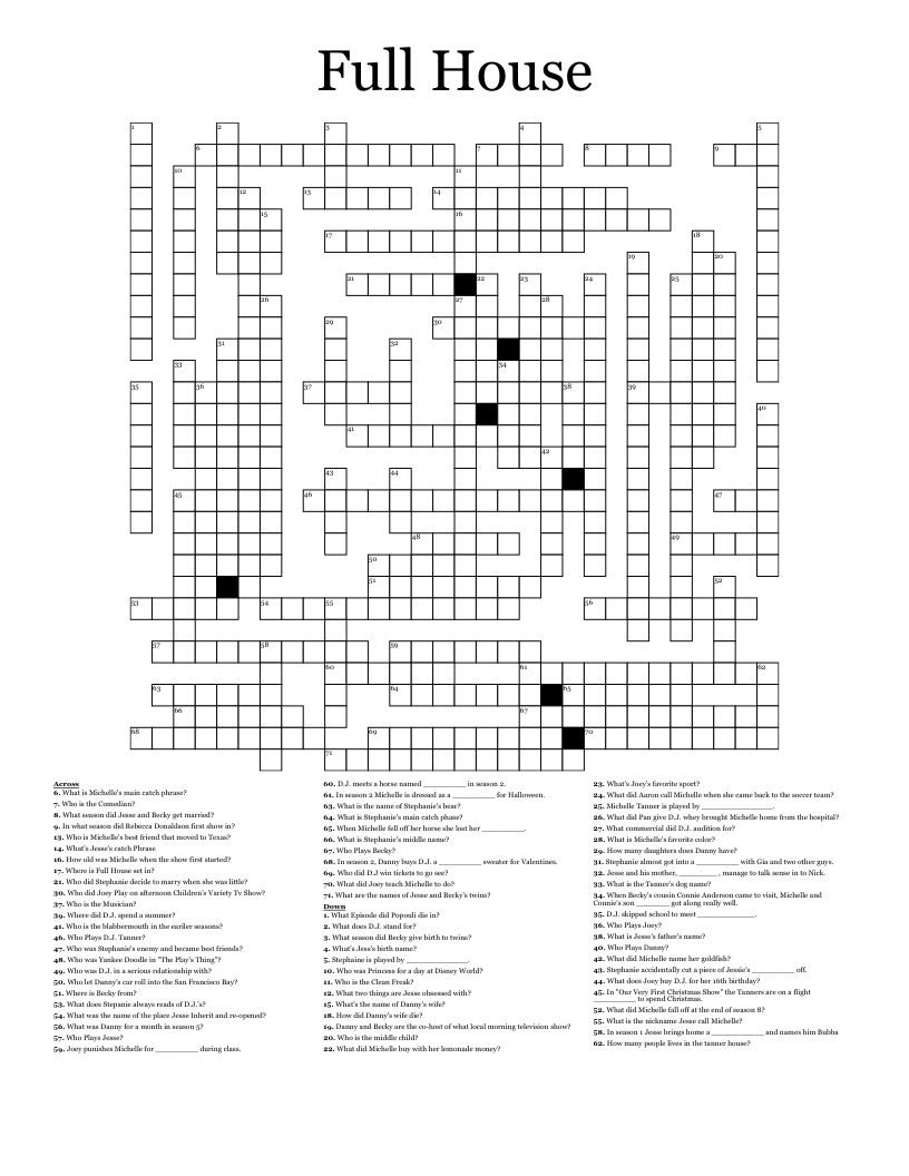 Full House Crossword