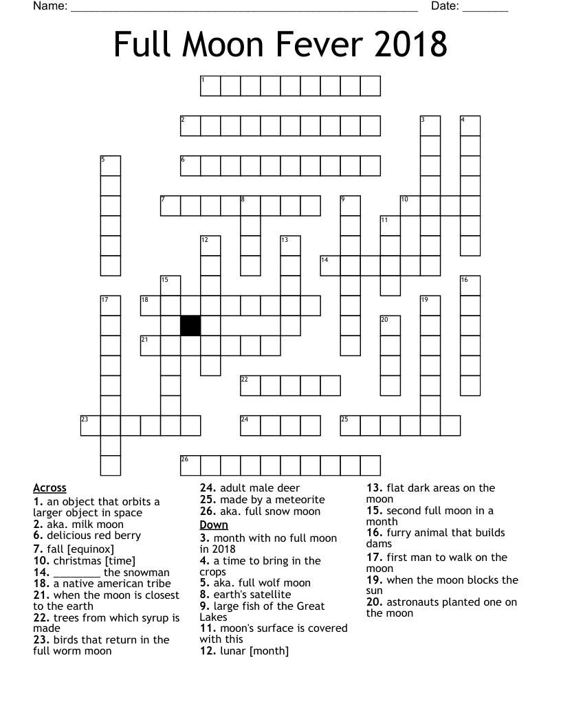 Full Moon Fever 2018 Crossword