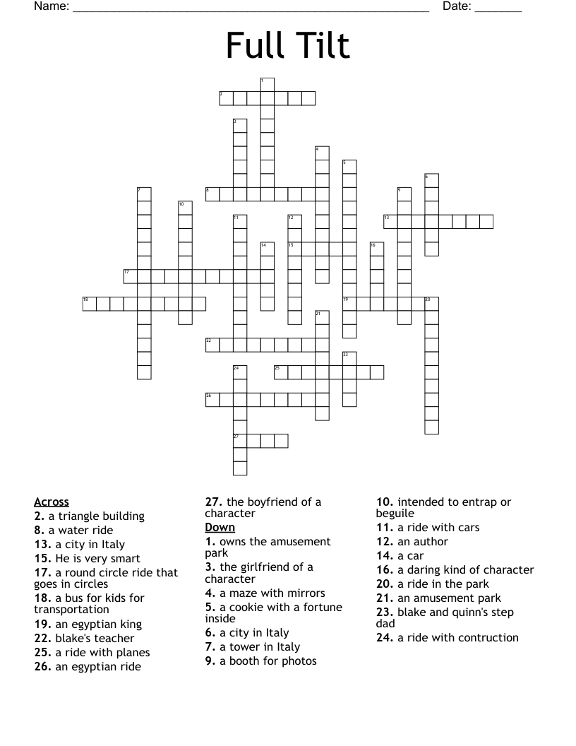 Full Tilt Crossword