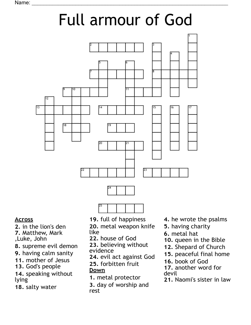 Full armour of God Crossword