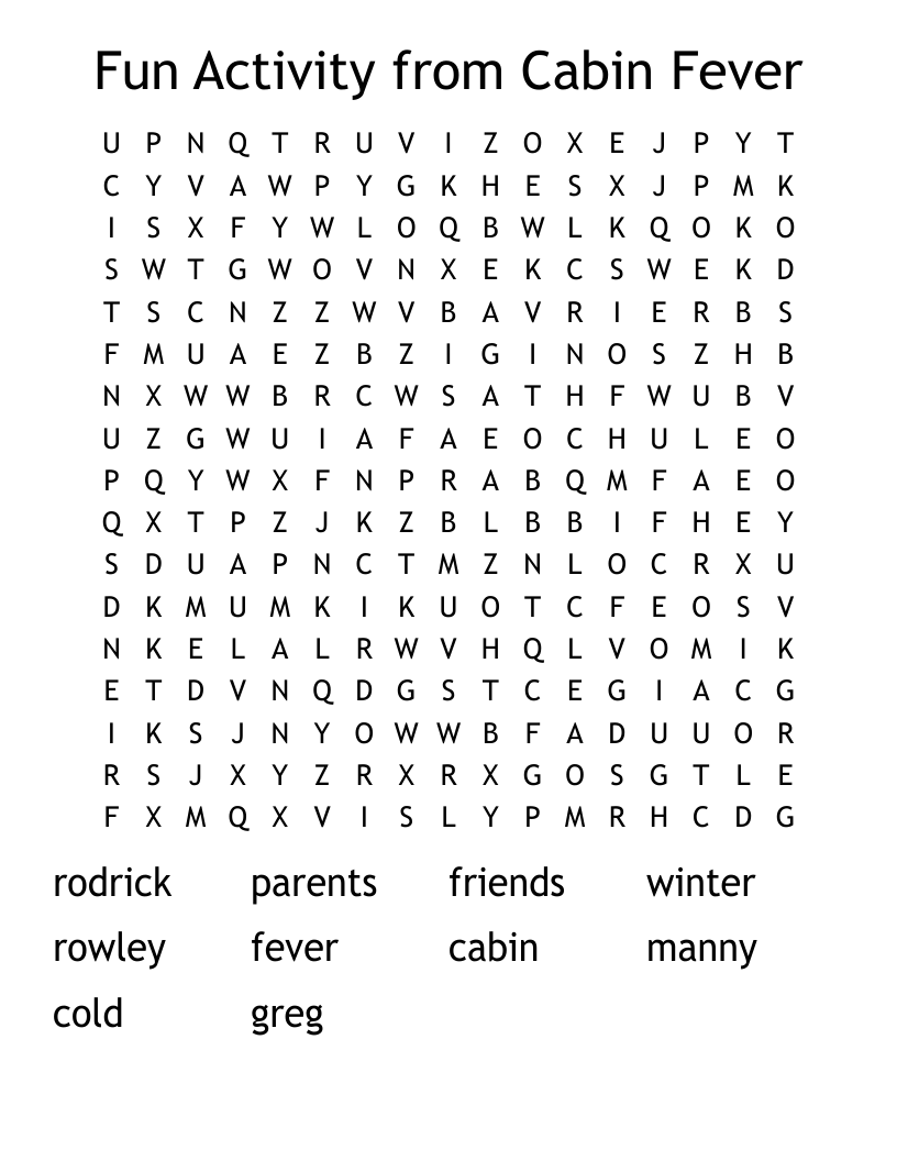Fun Activity from Cabin Fever Word Search