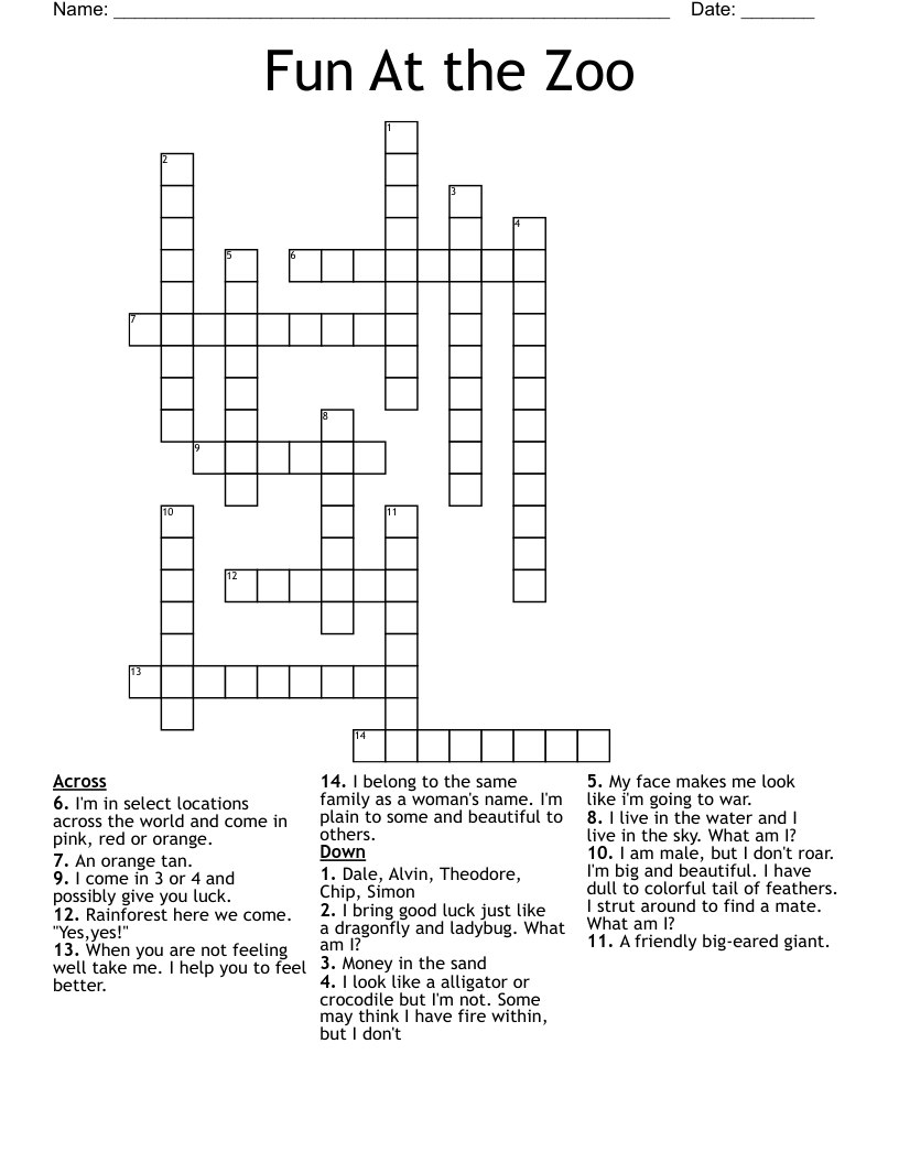 Fun At the Zoo Crossword