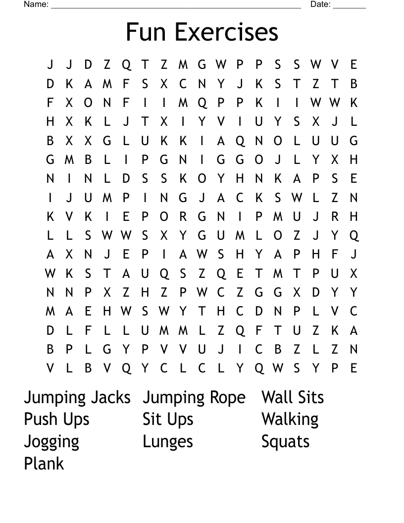 Fun Exercises Word Search