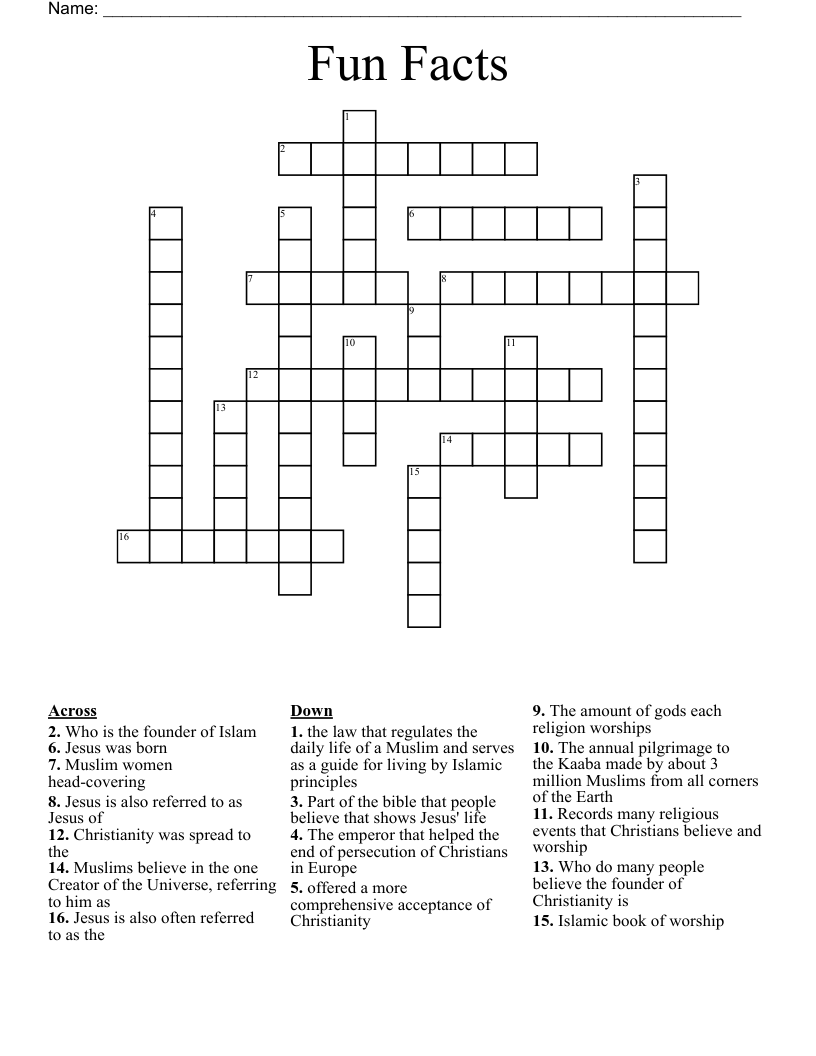 Fun Facts Crossword