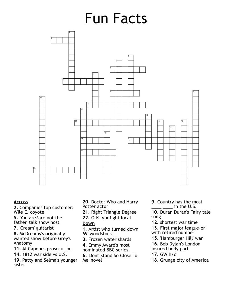 Fun Facts Crossword