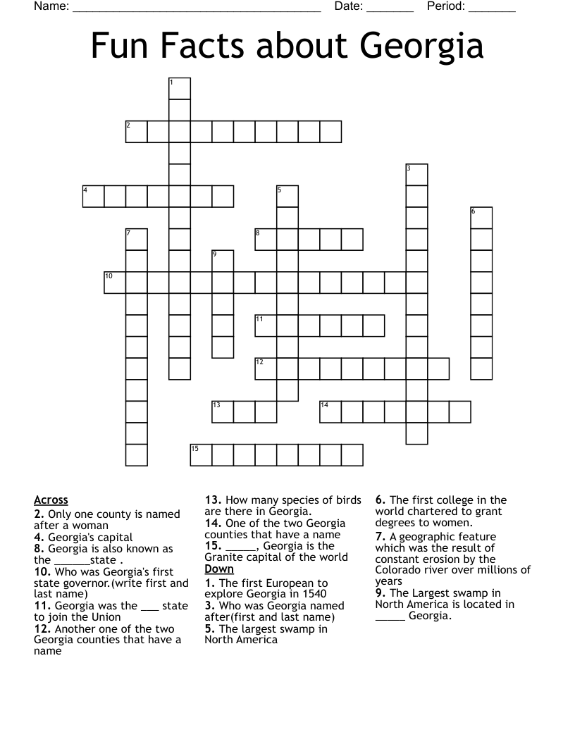 Fun Facts about Georgia Crossword