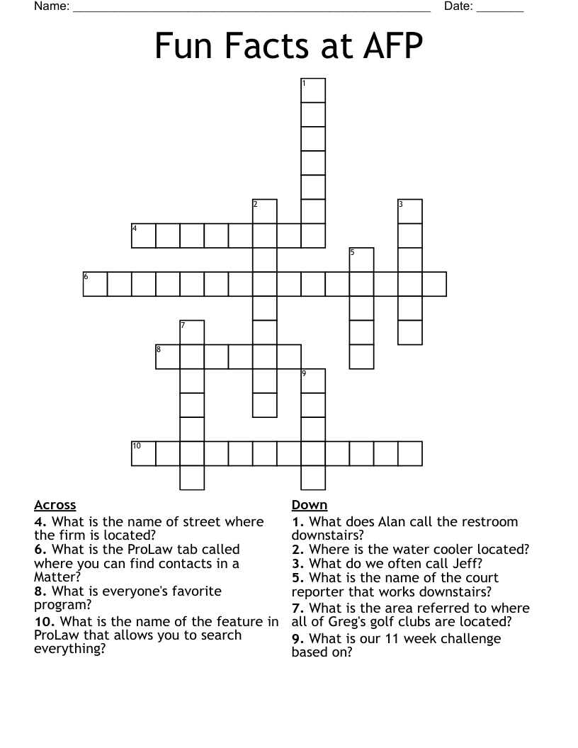 Fun Facts at AFP Crossword