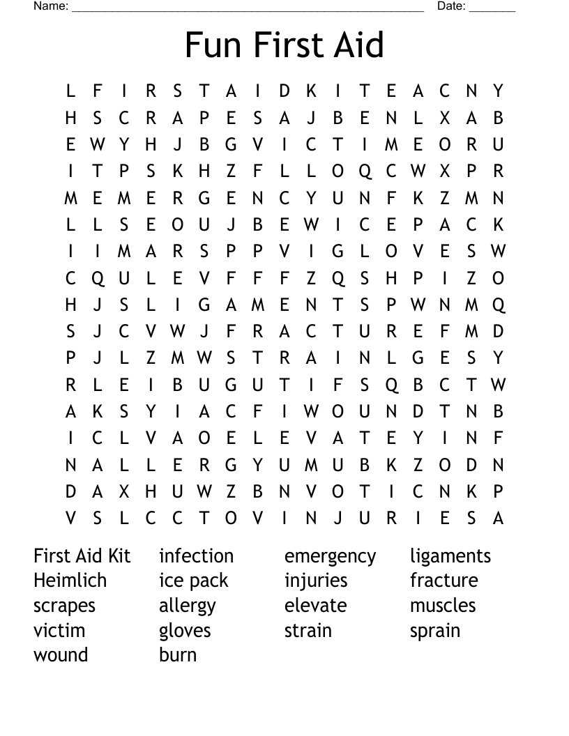 Fun First Aid Word Search