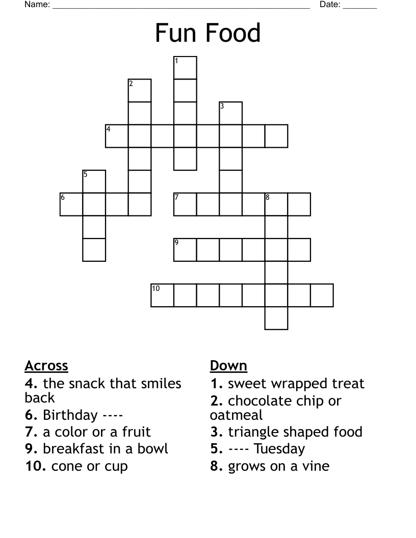 Fun Food Crossword