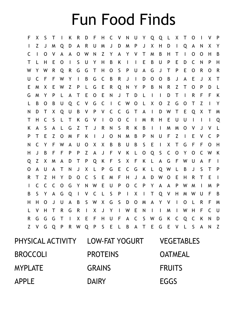 Fun Food Finds Word Search