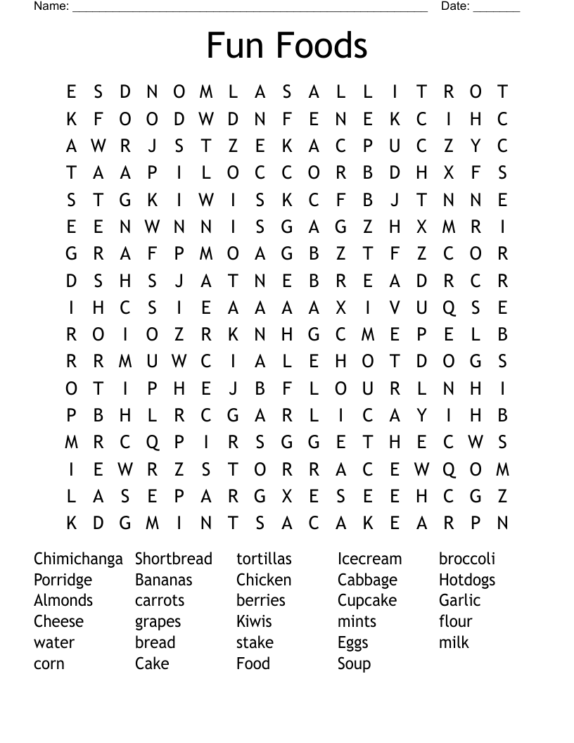 Fun Foods  Word Search