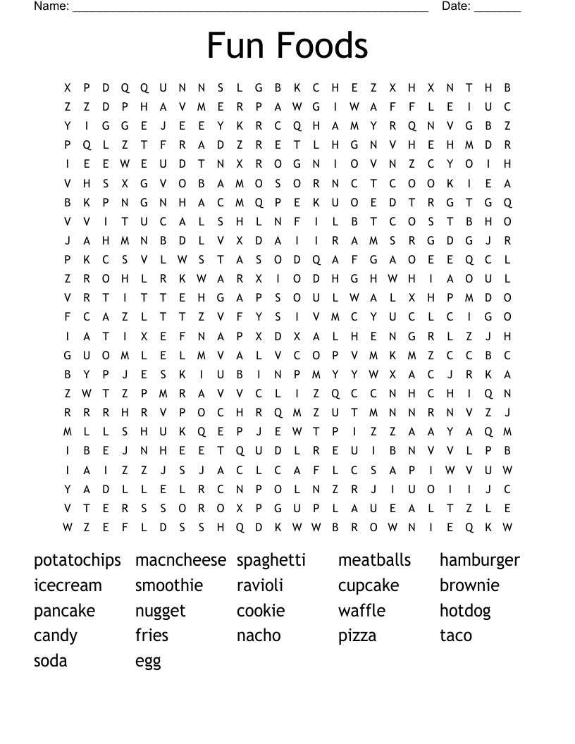 Fun Foods  Word Search