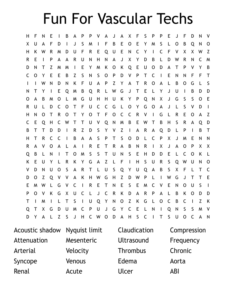 Fun For Vascular Techs Word Search