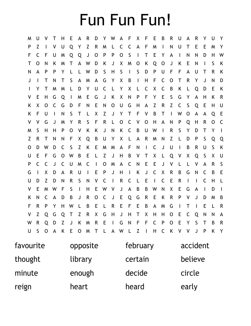 Fun Fun Fun! Word Search
