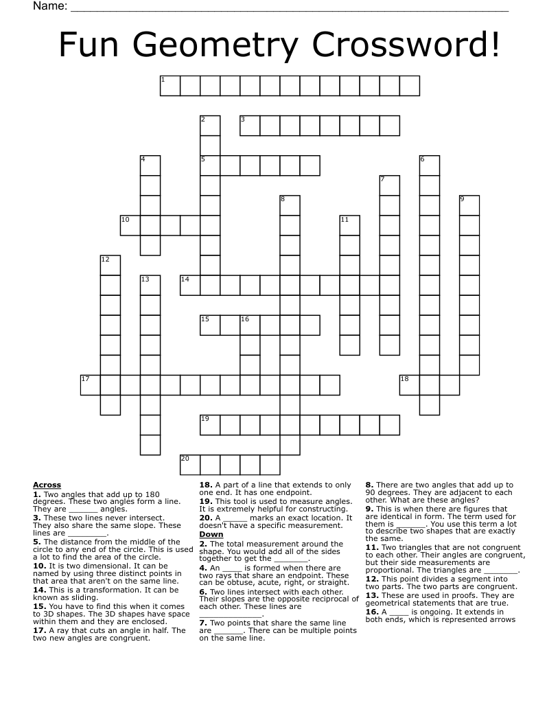 Fun Geometry Crossword!