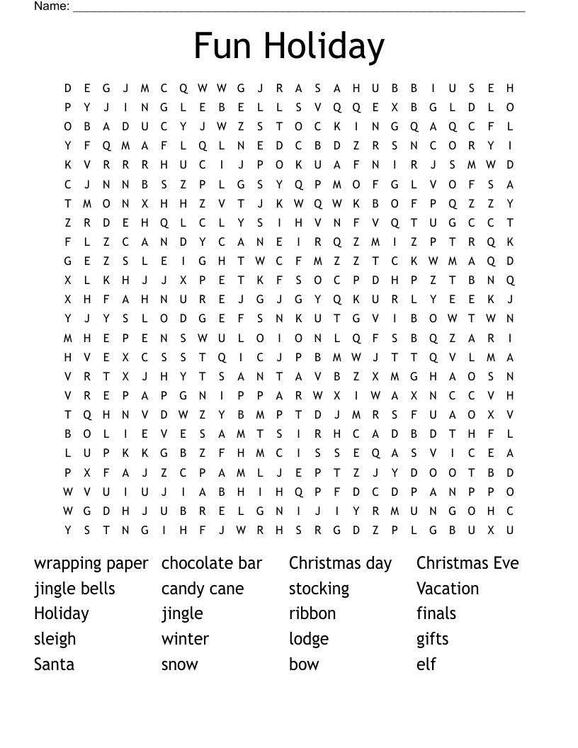 Fun Holiday Word Search