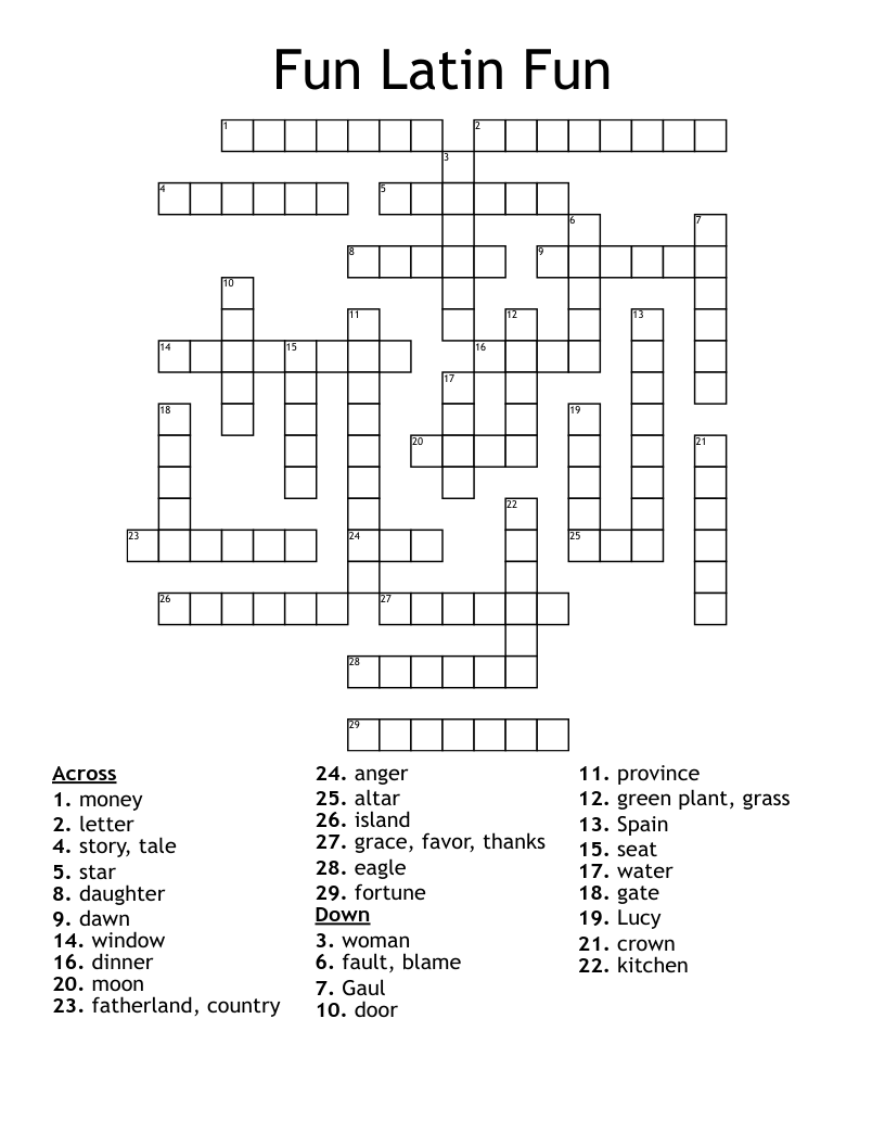 Fun Latin Fun Crossword