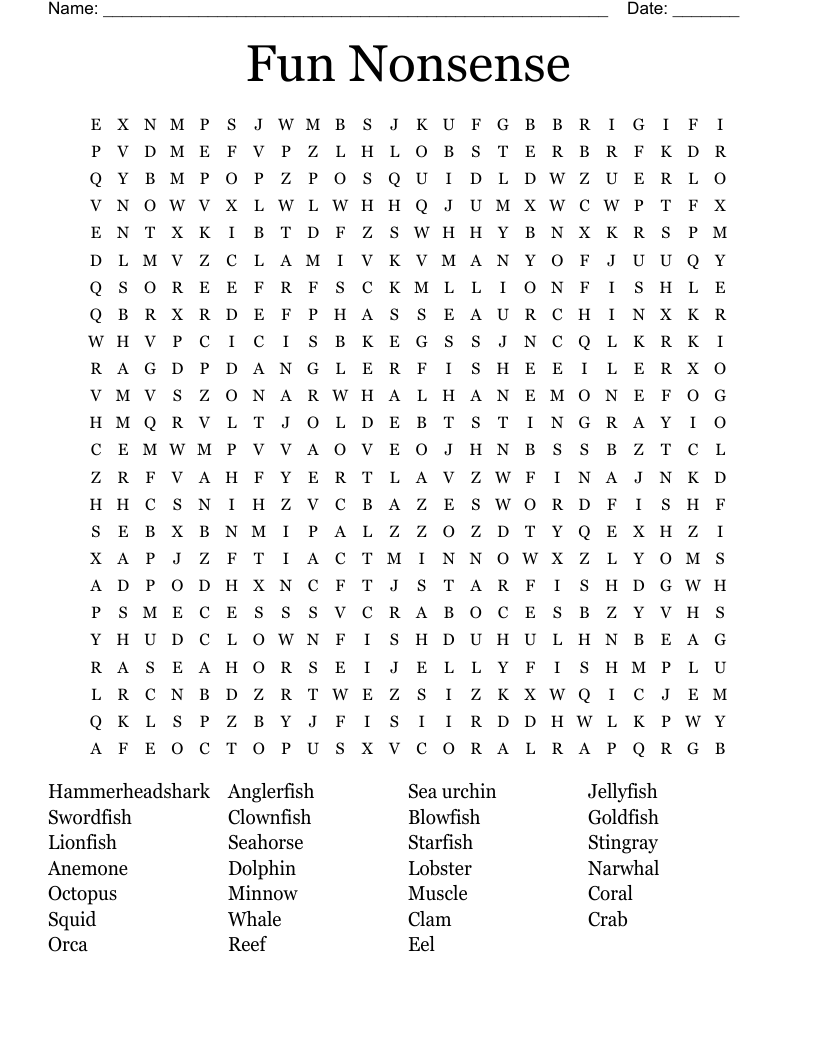 Fun Nonsense Word Search