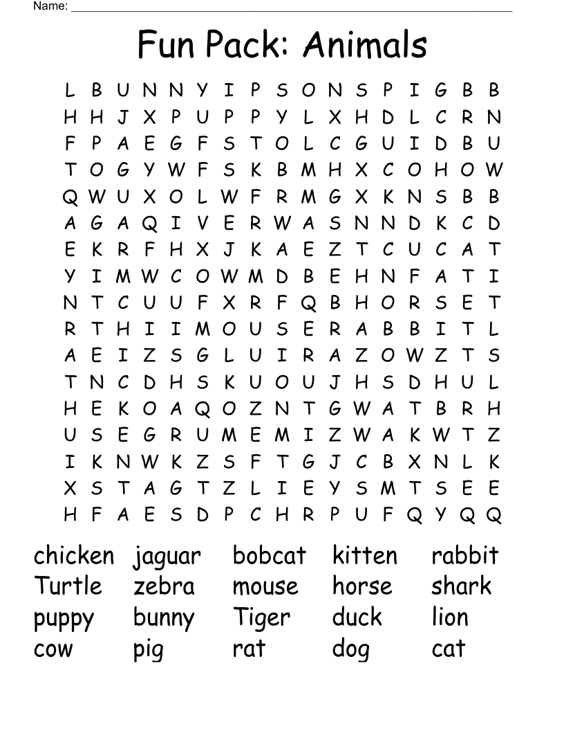 Fun Pack: Animals Word Search