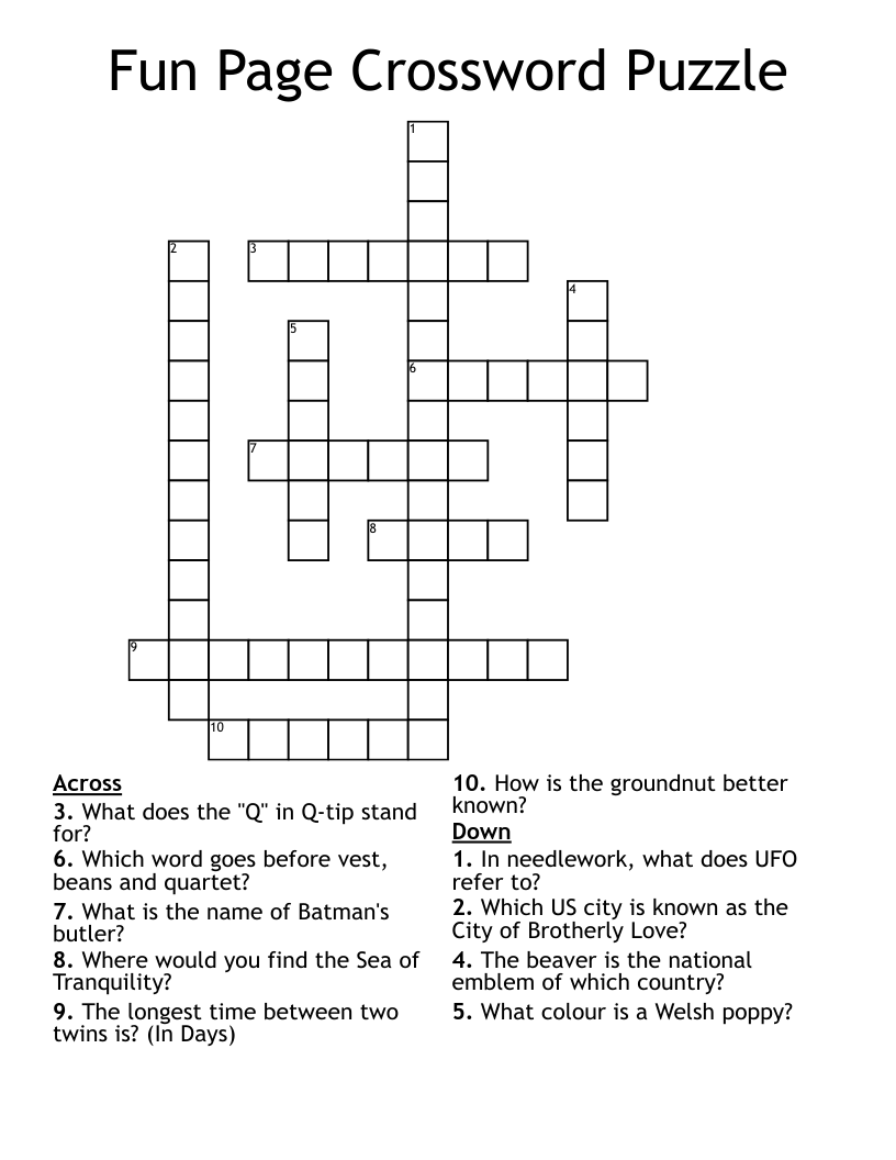 Fun Page Crossword Puzzle