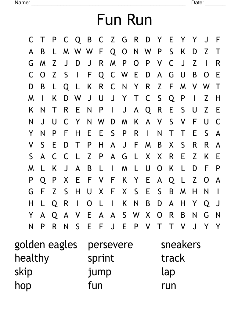 Fun Run Word Search