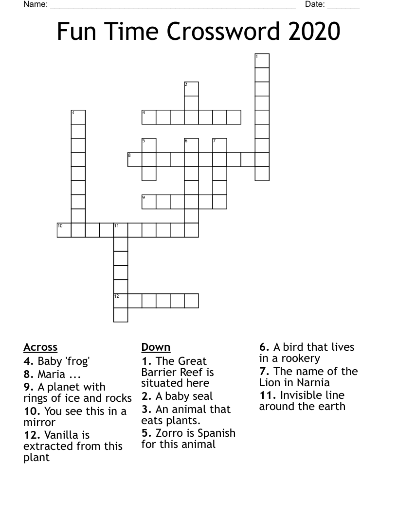 Fun Time Crossword 2020