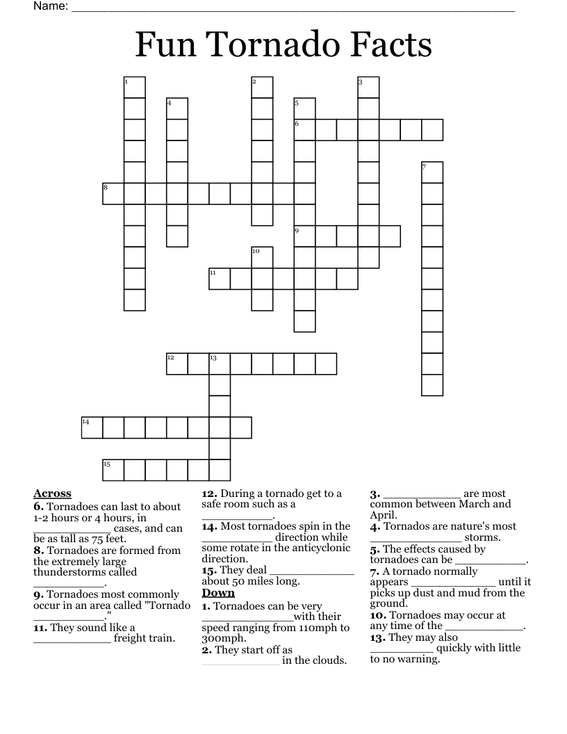 Fun Tornado Facts Crossword