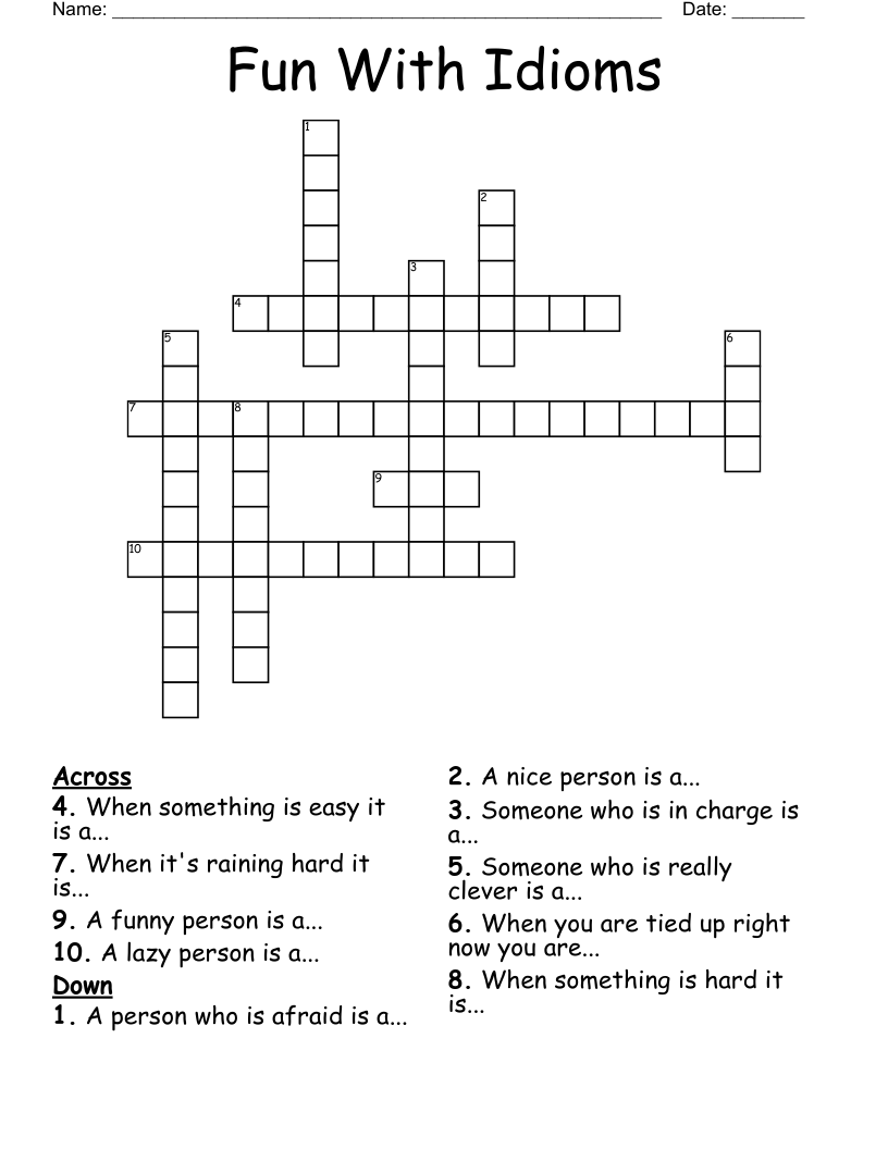 Fun With Idioms Crossword