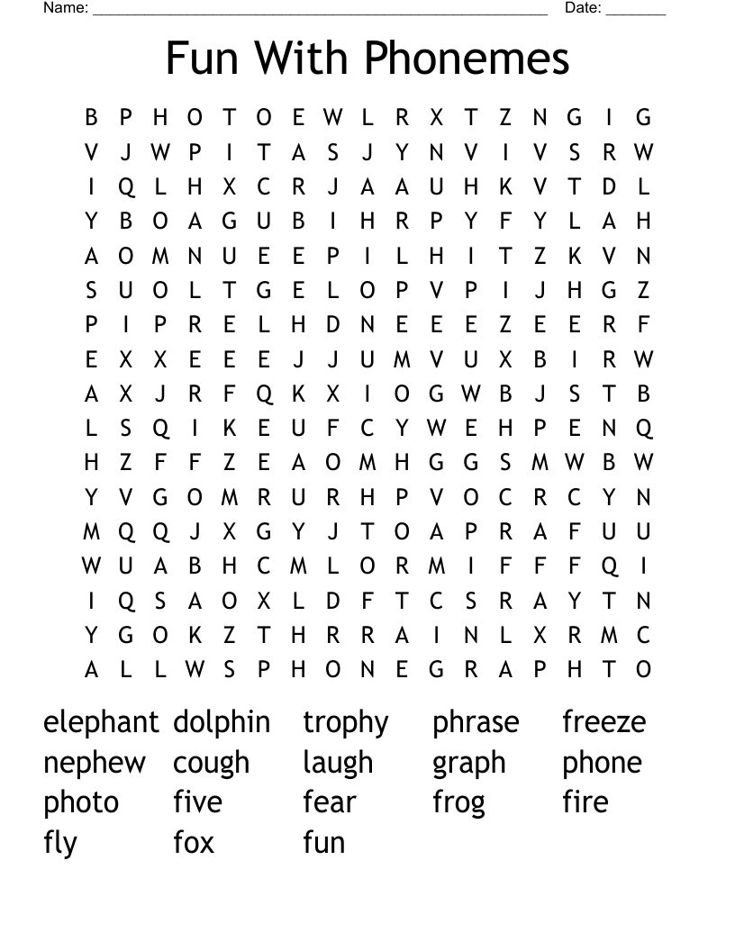 Fun With Phonemes Word Search