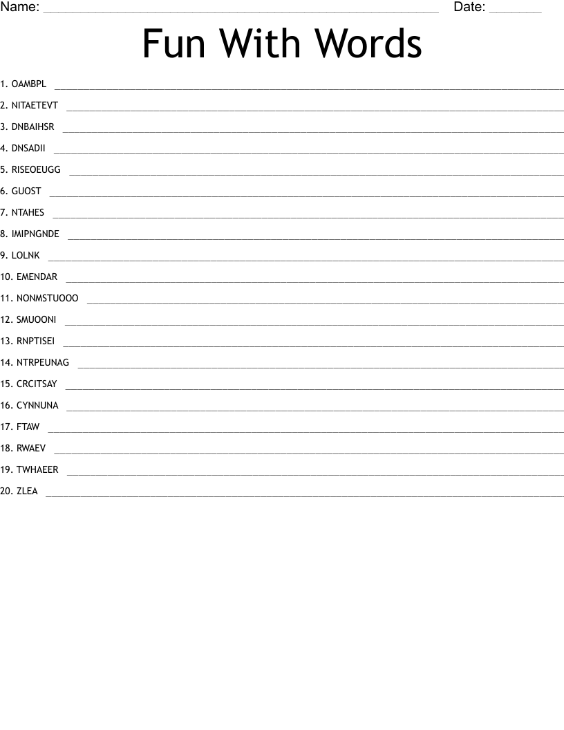 Fun With Words Word Scramble