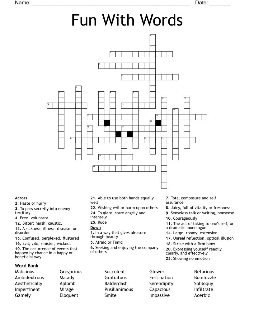 Fun With Words Crossword