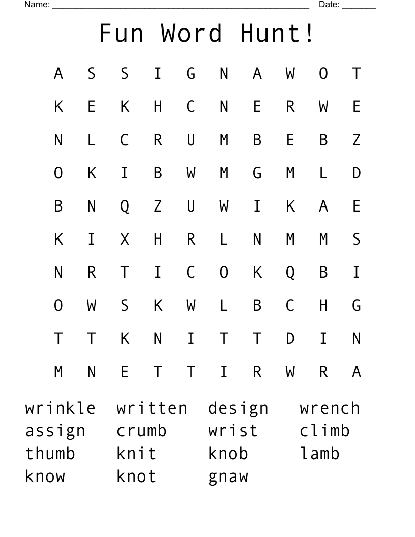 Fun Word Hunt! Word Search