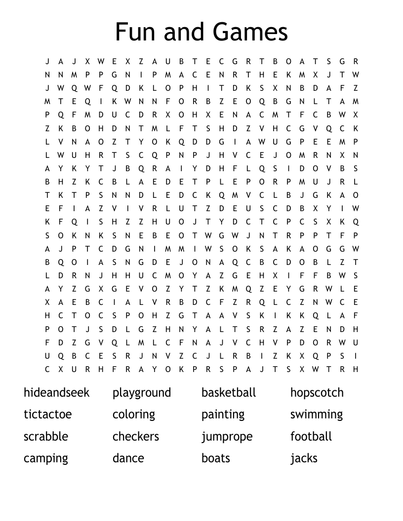 Fun and Games Word Search