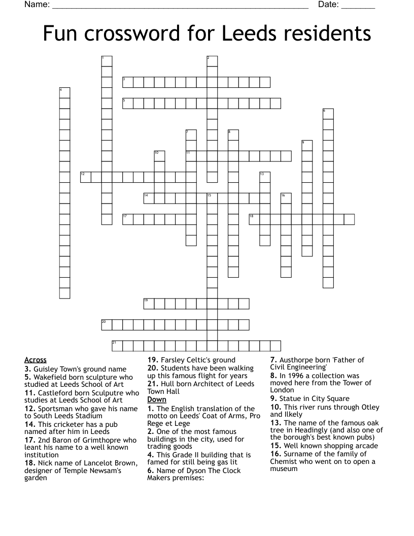 Fun crossword for Leeds residents