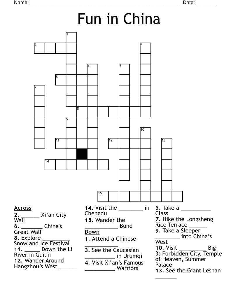 Fun in China Crossword
