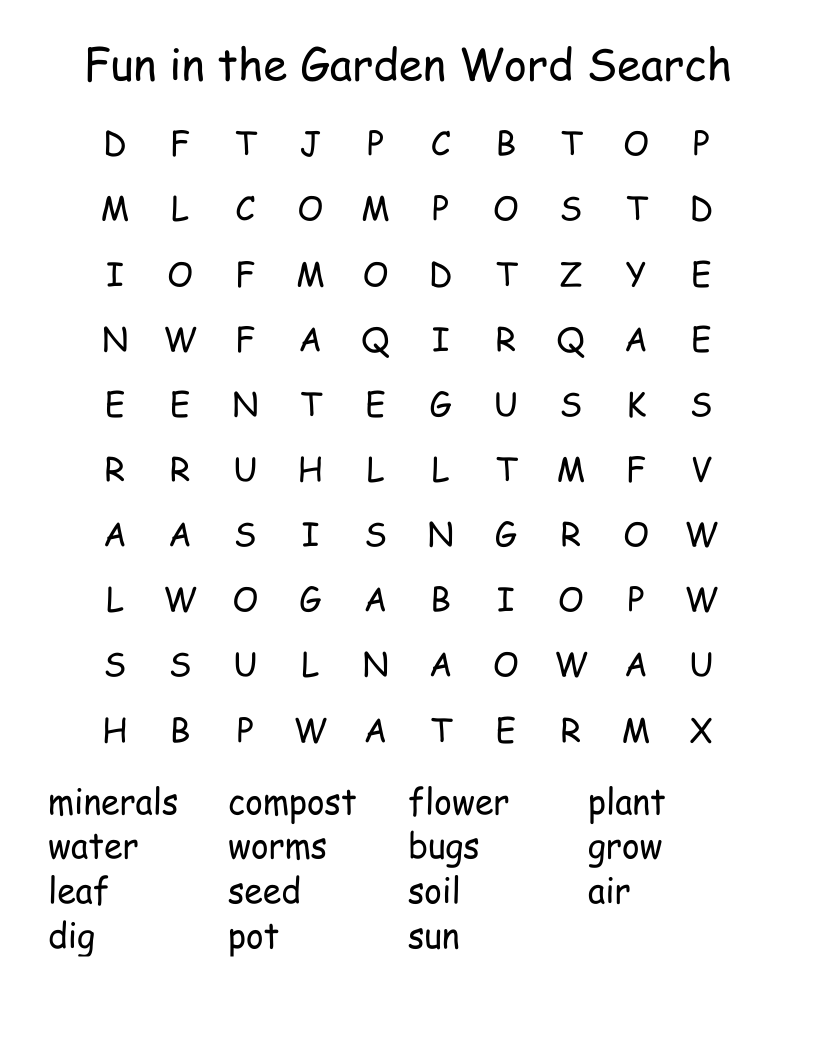 Fun in the Garden Word Search