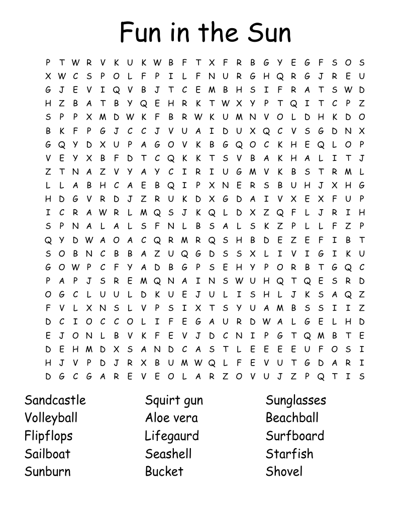 Fun in the Sun Word Search