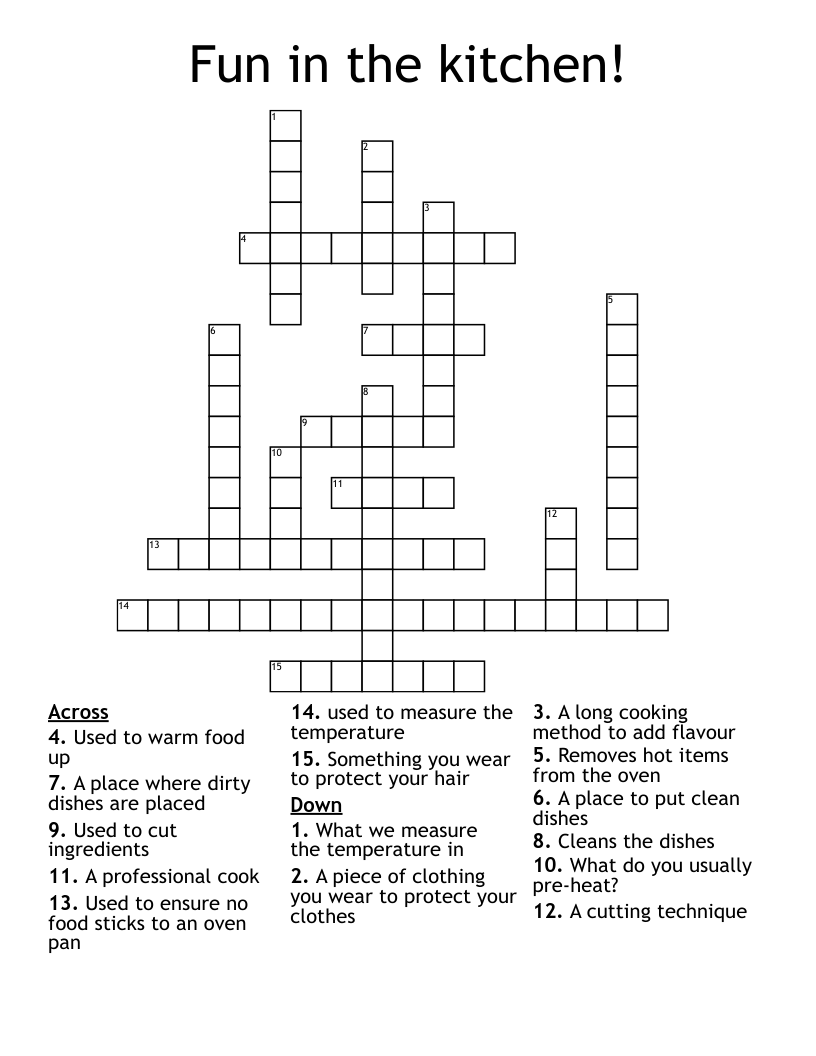 Fun in the kitchen! Crossword
