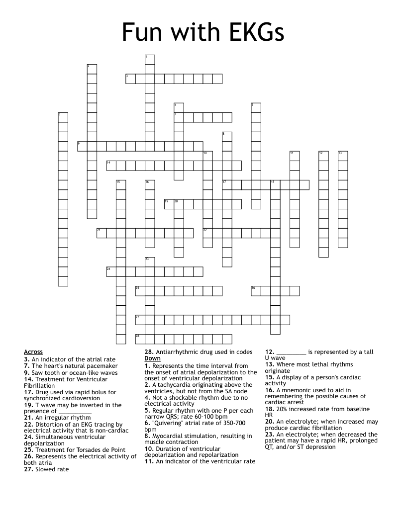 Fun with EKGs Crossword