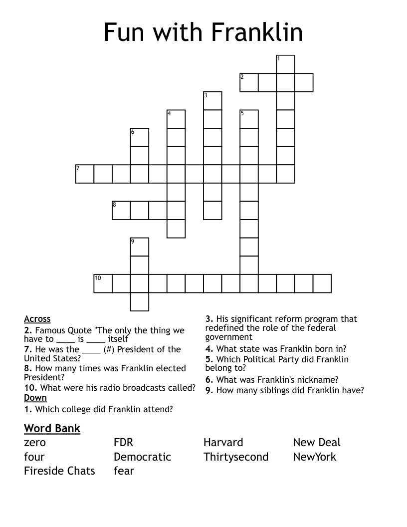 Fun with Franklin Crossword