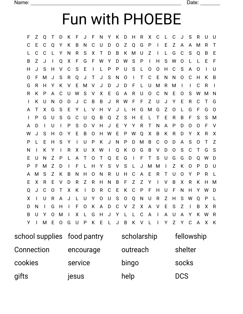Fun with PHOEBE Word Search