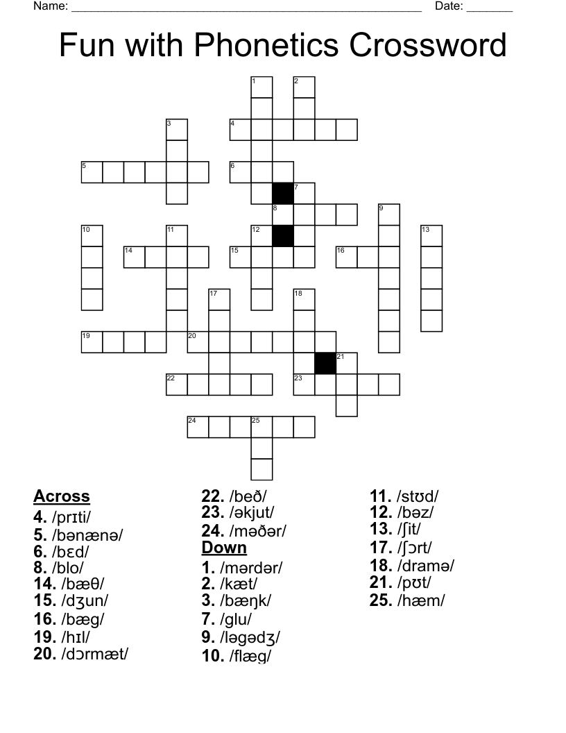 Fun with Phonetics Crossword
