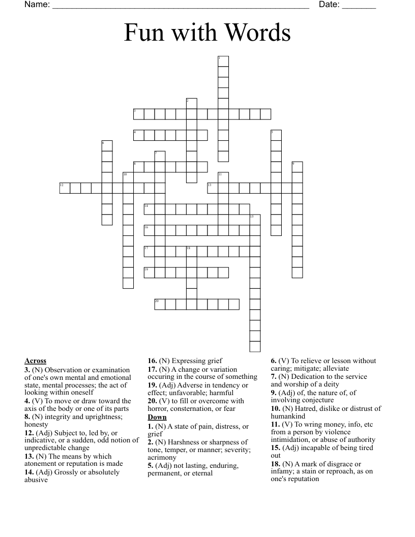 Fun with Words Crossword