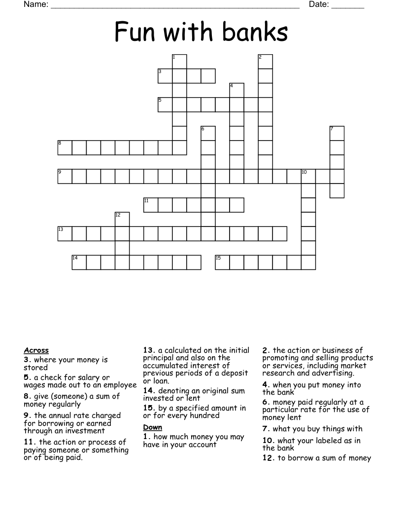 Fun with banks Crossword